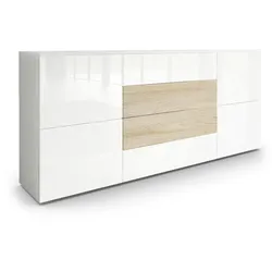 SIDEBOARD Rova Weiß Hochglanz / Eiche sägerau