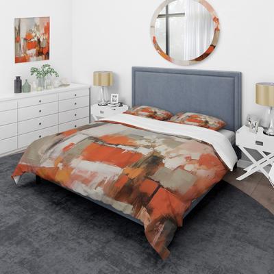DESIGN ART "Designart ""Orange Minimalims Enchantment II"" Orange Modern - Bedding Set With Shams"