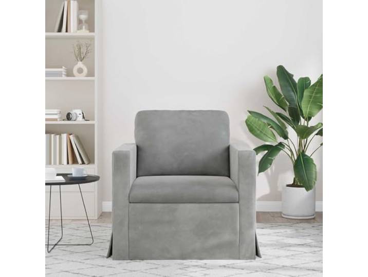 KTHLBRH Sofa hellgrau 78 x 78 x 80 cm Samt Modular, Metallgestell, Armlehnen aus Holz, Beine schwarz, 110 kg pro Sitzplatz