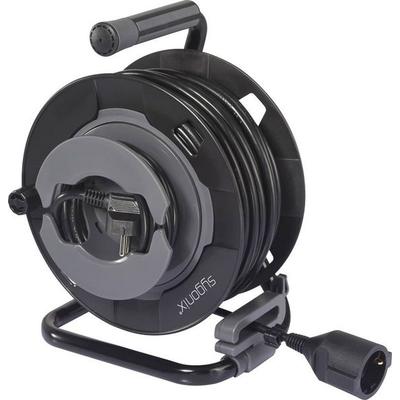 Sygonix SY-6618486 Kabeltrommel 30m Schwarz Schutzkontakt-Stecker