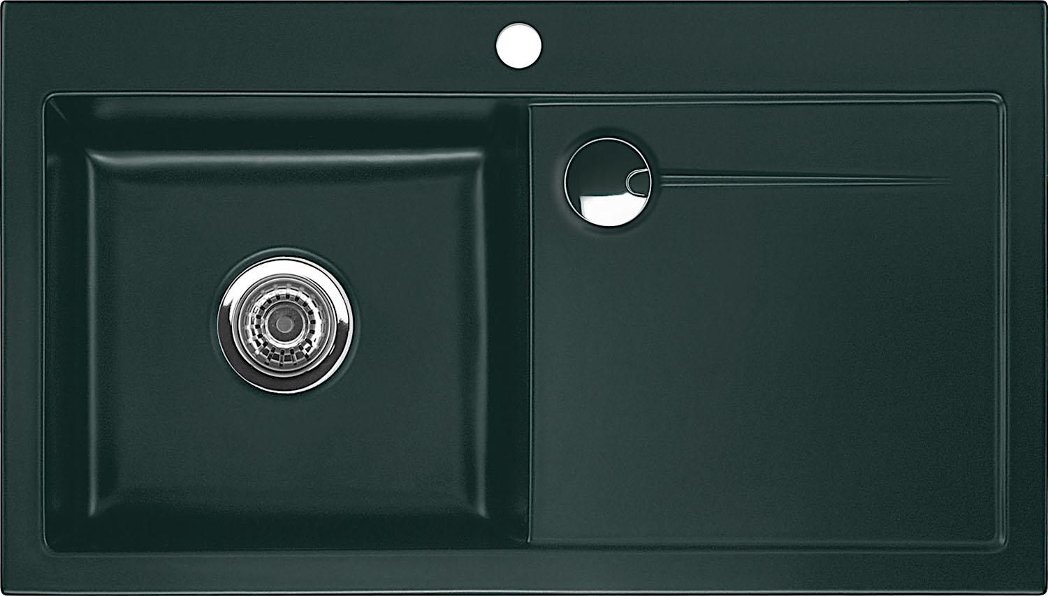 Spüle KeraDomo STEMA 90 in EIBE Becken links mit Handbetätigung