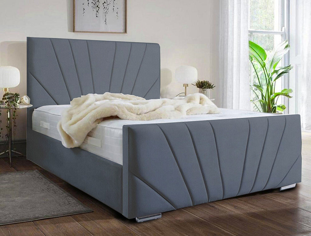 Etta Avenue Ebenezer Upholstered Bed Frame Charcoal Double (4'6)