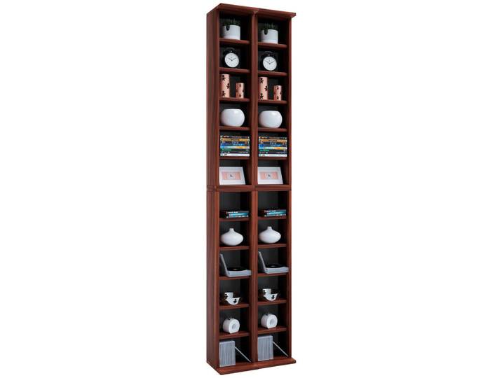 Mid.you Cd-Regal, Nussbaum, 20 Fächer, 42x183x20 cm, Wohnzimmer, Regale, CD & DVD-Regale