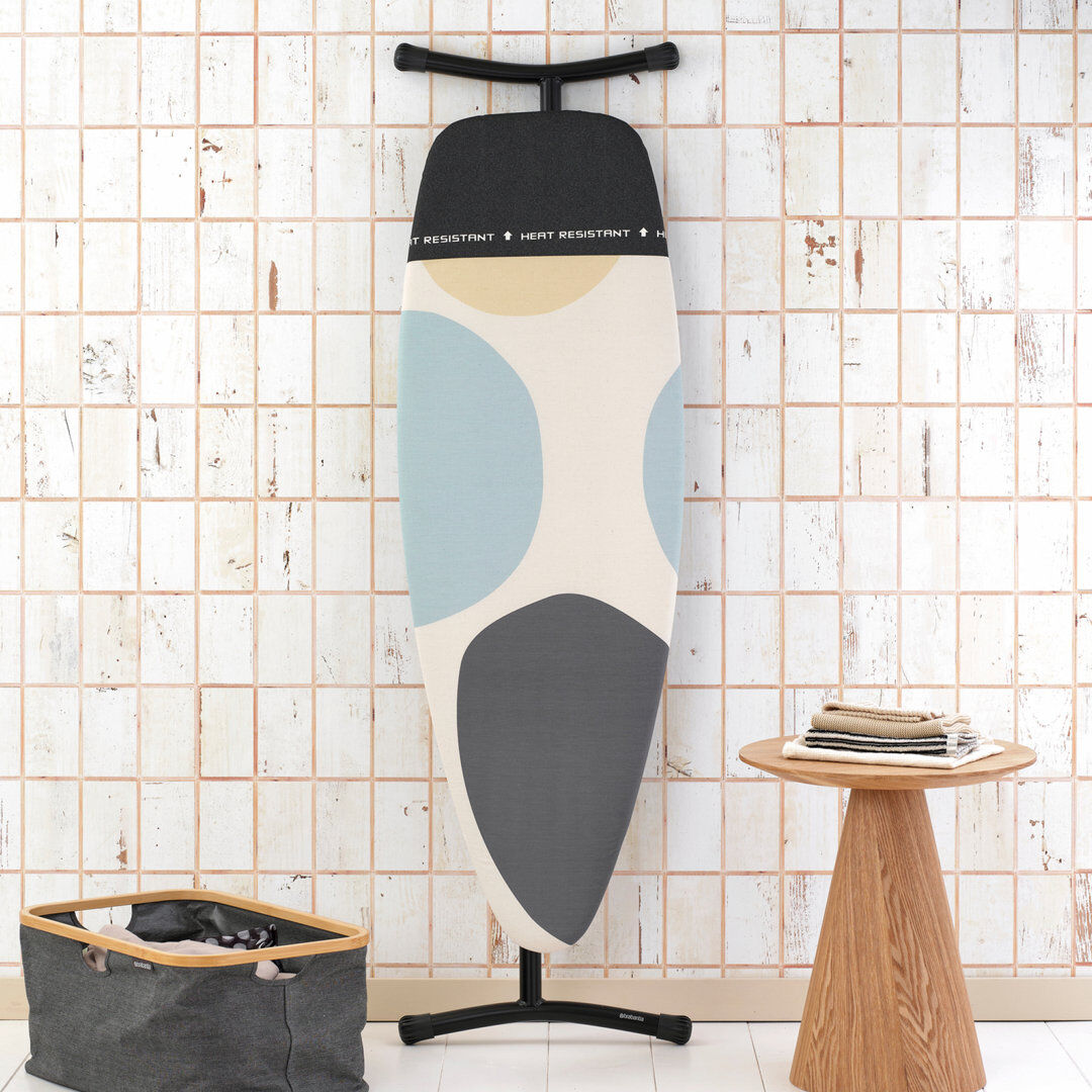 Brabantia Size D Ironing Board With Heat Resistant Parking Zone Black/Beige/Blue 47cm W X 8.5cm L