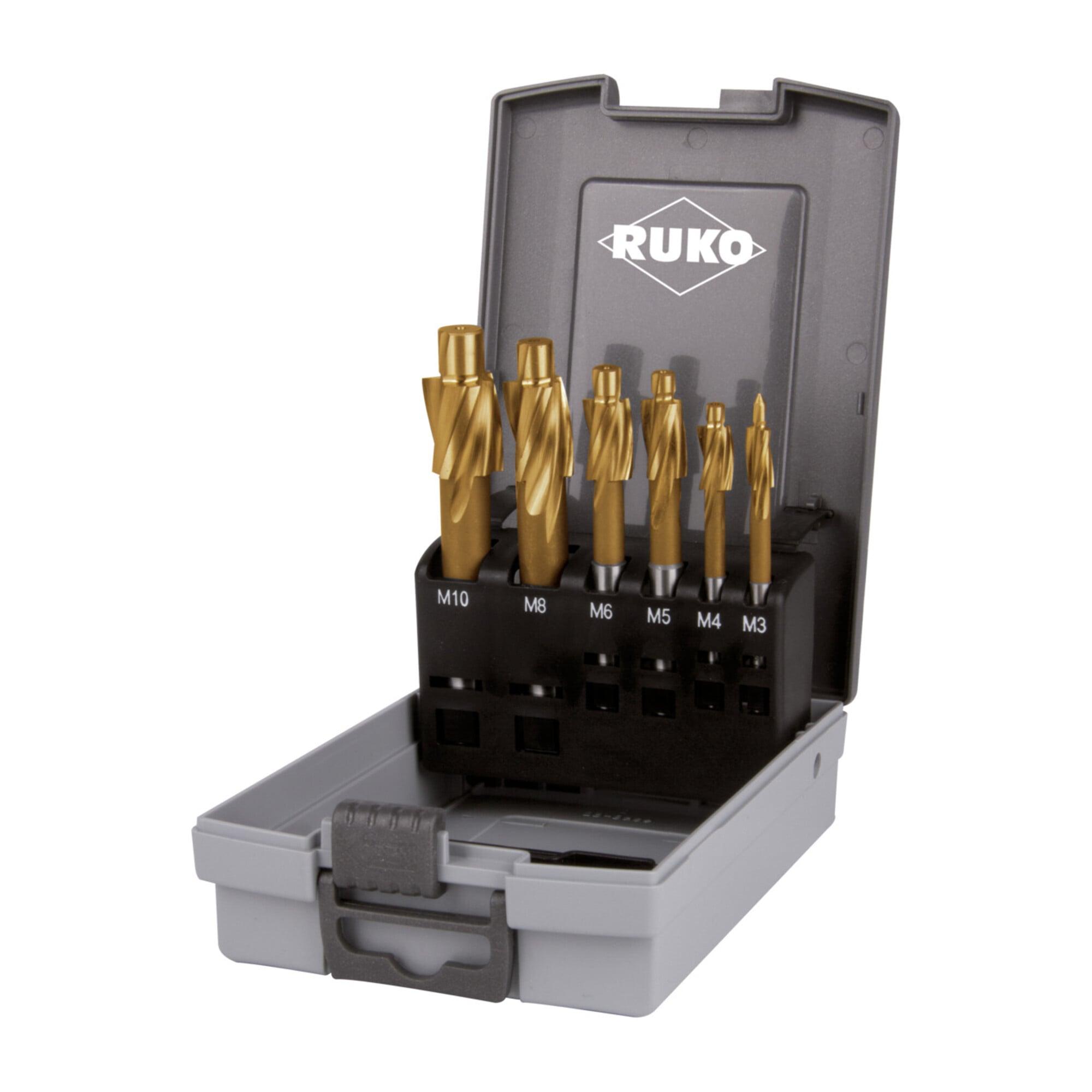 RUKO Flachsenkersatz DIN 373 M3-M10 fein HSS TiN Z.3 Ku.-Kassette (102450TRO)