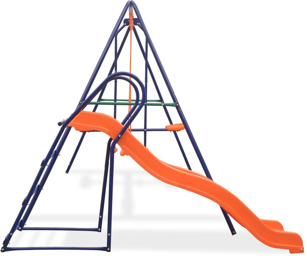 vidaXL Ensemble de balançoire avec toboggan et 3 sièges Orange