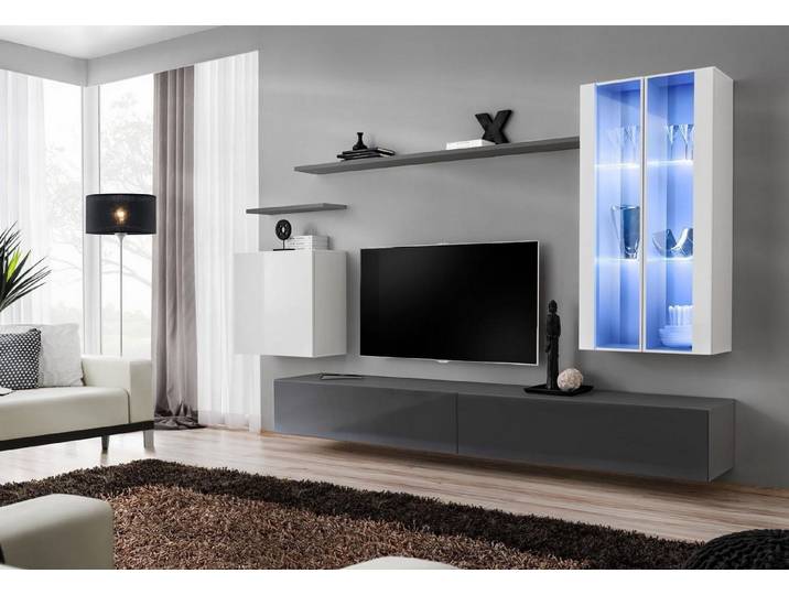 Xlmoebel Wohnwand Grau Designer Holzmöbel Luxus Schrank für das Wohnzimmer, Made in Europa
