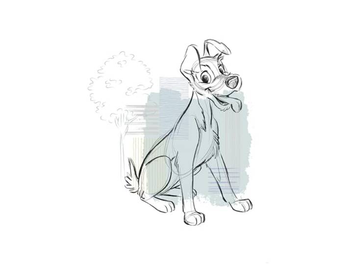 Komar Wandbild- Disney Lady and the Tramp Hello Tramp - Größe 50 x 70 cm - Poster, Kinderzimmer, Dekoration - gerollt ohne Rahmen, Blau,Weiß