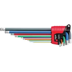 Wiha, Sechskantschlüssel, Stiftschlüssel Set im ErgoStar Halter Sechskant-Kugelkopf MagicRing 10-tlg. farbig leuchtend
