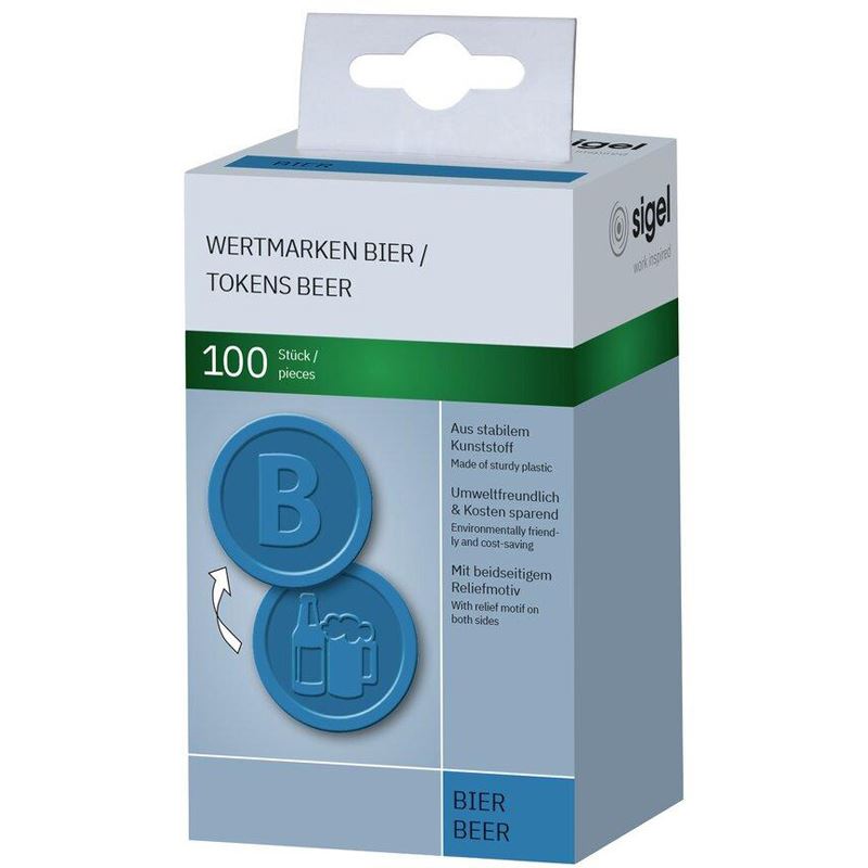 SIGEL Wertchips Bier blau, 100 St.