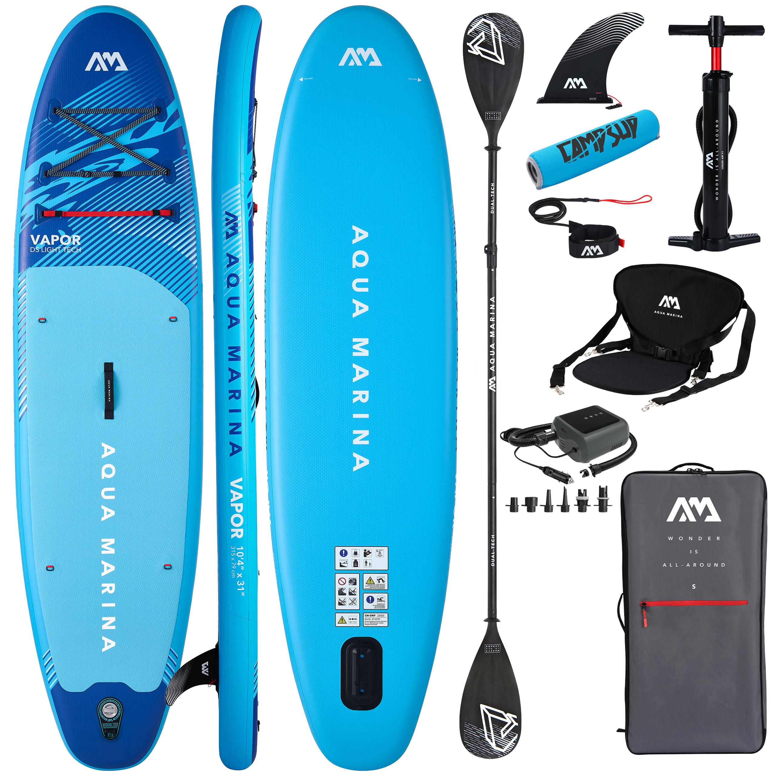 Aufblasbares SUP Board 315 cm Aqua Marina Vapor 10'4 2026 SUPER COMBO - Kajaksitz, 2in1 Paddel, Elektropumpe