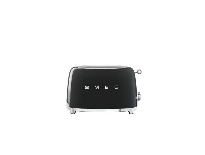 Smeg Toaster 50`s Style, Schwarz, Metall, 31x19.8x19.5 cm, Auftaufunktion, Aufwärmfunktion, automatische Broterhitzung, automatischer Auswurf nach Röstende, Zentrierung der Toastscheibe, Küchengeräte, Toaster