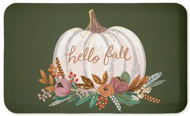 "Stupell Floral Pumpkin Fall Greeting Printed Anti-Fatigue Floor Mat, design by Caroline Alfreds, 30""x18"""