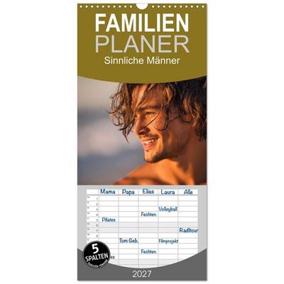 Familienplaner 2027 - Sinnliche Männer mit 5 Spalten (Wandkalender, 21 x 45 cm) CALVENDO