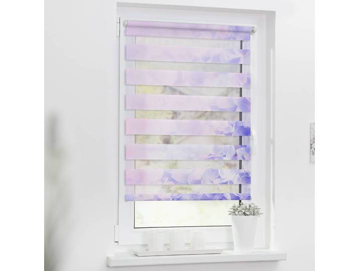 Klemmfix Duo Rollo Hortensie 100 x 150cm Violett