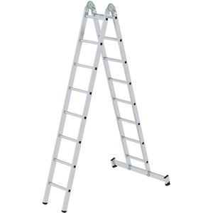 MUNK Gelenkleiter 32216, Länge 4,80m, mit nivello-Traverse & 2 x 8 Sprossen