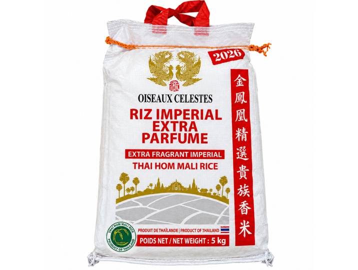 Oiseaux Célestes de Tang Frères- Riz Thaï Hom Mali extra parfumé, qualité premium AAA - 5 kg