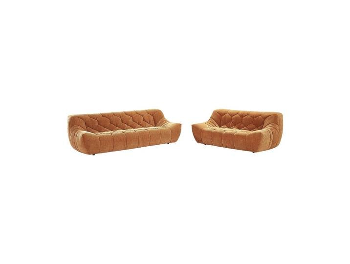HABITAT - Ensemble de canapés 3 et 2 places matelassés en tissu - Terracotta - Melfi