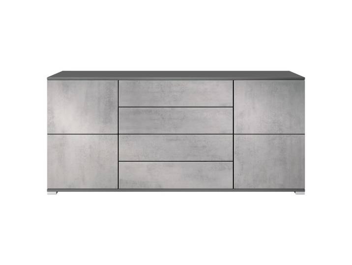 Vladon Sideboard Rova Beton Oxid Optik, Hellgrau, 166.5x75.5x35 cm, Kleinmöbel, Kommoden, Sideboards