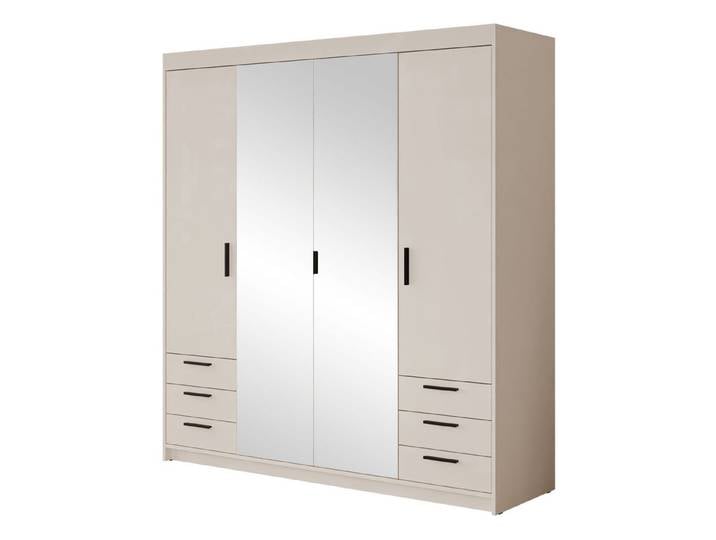 MIRJAN24 Kleiderschrank Elena 4D6S (mit vier Drehtüren und sechs Suchbladen) Frontspiegel, Kleiderstange