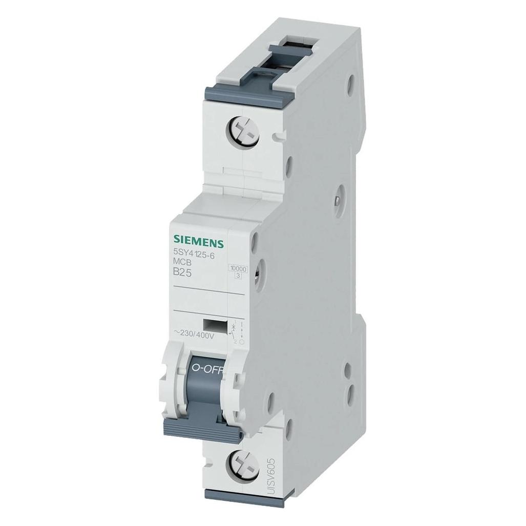 Siemens MCB 1 Pole Type B 10kA 25A 230/400V (5SY4125-6)