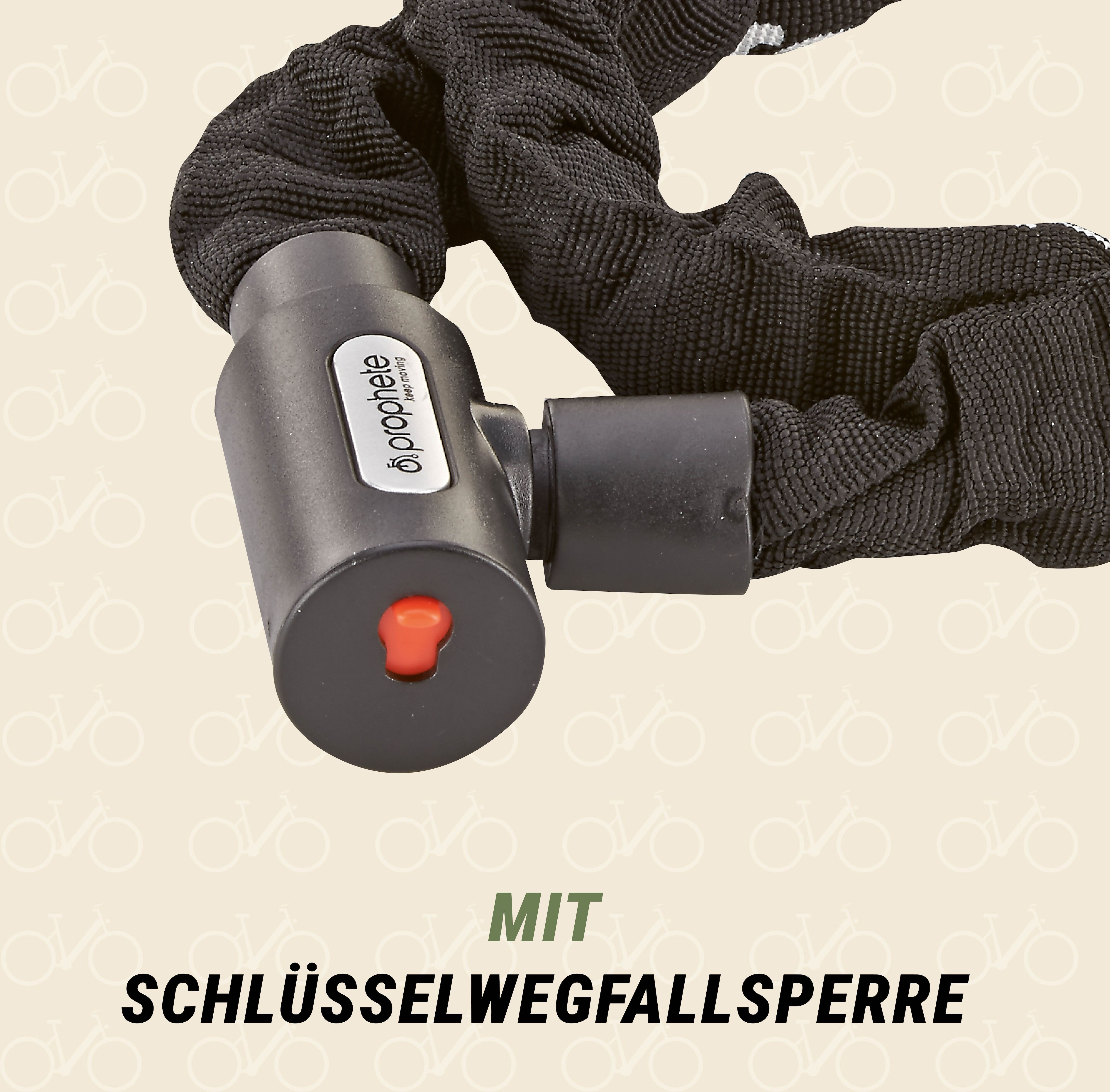 Kettenschloss PROPHETE, schwarz, SicherheitsschlösserL:120cm, L:120cm