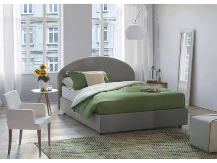 Talamo Italia - Concetta-Queensize-Bett, Bettkasten mit Stoffbezug, 100 % Made in Italy, Öffnung vorne, geeignet für Matratzen 120 x 190 cm, Grau