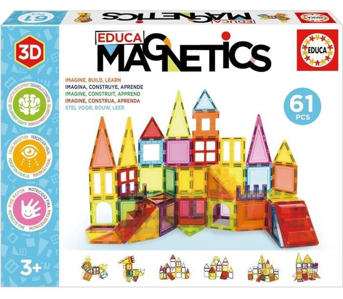 Educa Magnetics 3D magnetisch constructieset met 61 stuks voor kinderen vanaf 3 jaar