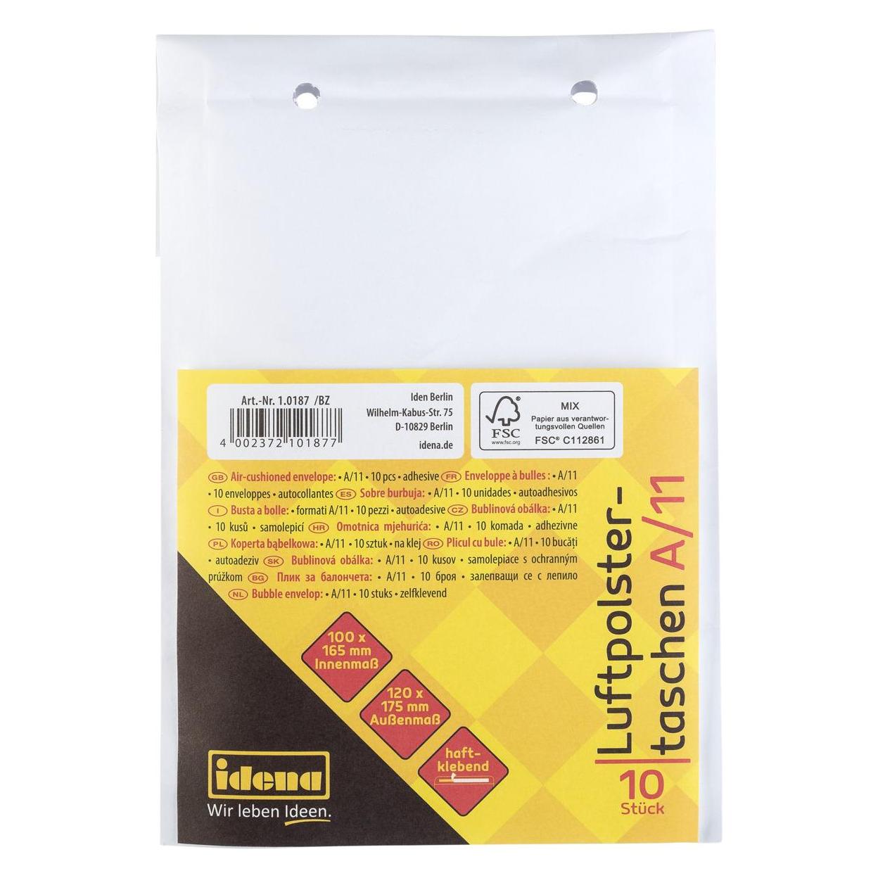 Idena Luftpolstertaschen A/11 haftklebend weiss 12x17,5cm (1 Stk.) (54536646)