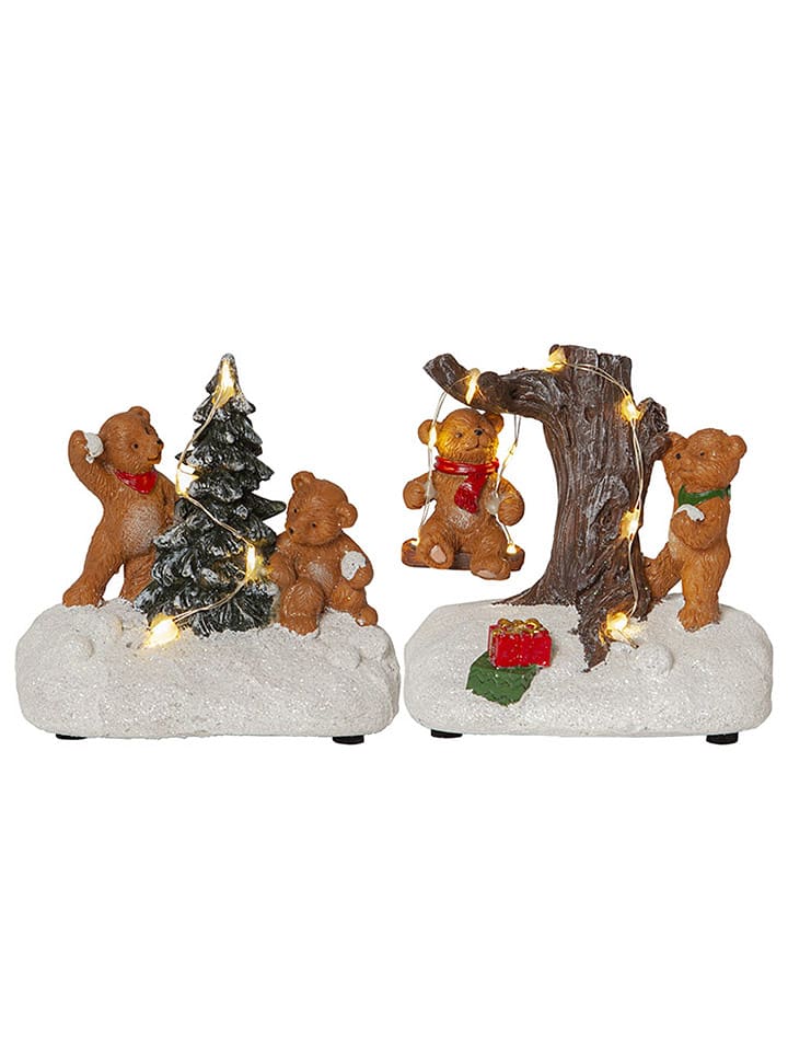 STAR Trading LED-Weihnachtszene "Tedville" in Bunt - (L)18 x (B)16 x (H)13 cm - onesize
