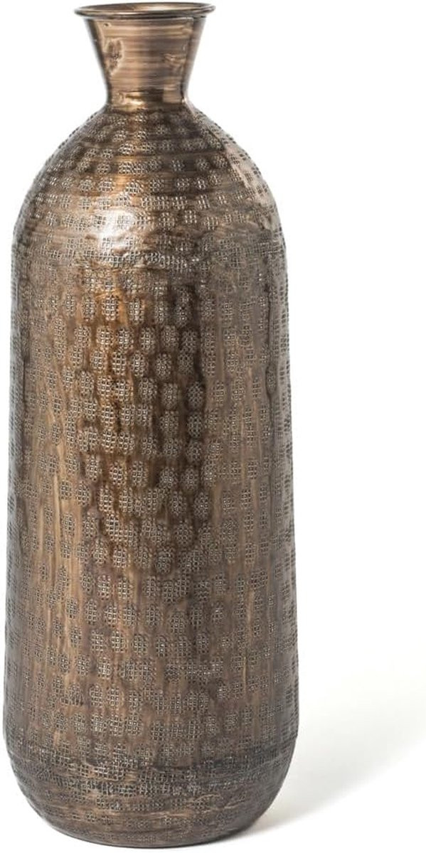 Bronskleurige decoratieve aluminium vaas in traditionele Oosterse stijl, Hoogte: 49 cm