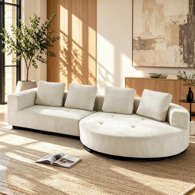 Lumibee Oversized Chenille Sectional Chaise Sofa Set with Loveseat & Large Circel Chaise