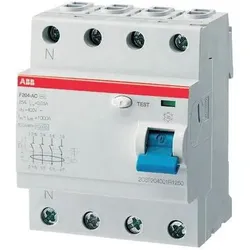 ABB, Schutzschalter, F200 RCCB, 4-polig, 25A, 30mA Typ AC IEC/EN 61008-1, IEC/EN 61008-2-1 230/400V ac
