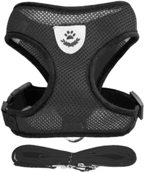 Inspire Picks Breathable Mesh Pet Harness & Leash Set For Cats, Puppies & Small Dogs black m