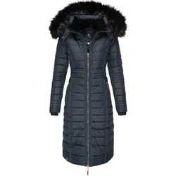 NAVAHOO Damen Wintermantel langer Winter Steppmantel mit Kunstfellkapuze Umay