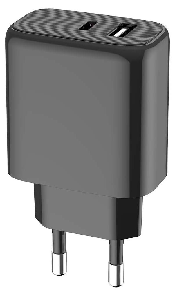 BigBen Connected Dubbele USB-A + USB-C Netadapter, 40W (15W + 25W), Power Delivery, zwart
