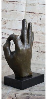 Bronzhaus Abstract Modern Art Ok Gesture Sign Bronze Sculpture Marble Base Figurine Sale