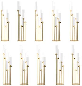 Inspire Daily Merch Gold Floor Candelabra Tall Floor Candle Holder With Acrylic Lampshade For Wedding Table Birthday Party Gold Floor Candelabra Tall Floor Candle Holder With Acrylic Lampshade For Wedding Table Birthday Party