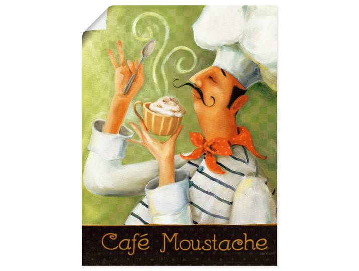 Poster ARTLAND Cafe Moustache II , grün (farbe bild(er): grün), B:60cm H:80cm, Bilder, Poster, ohne Rahmen