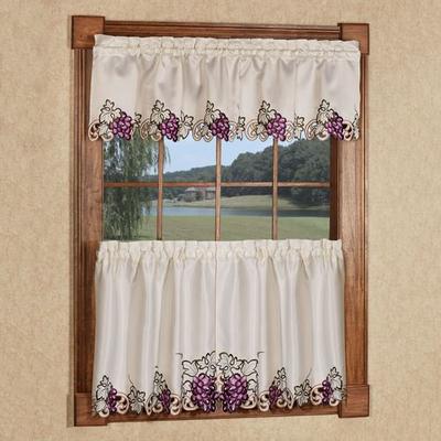 Touch of Class Cabernet Tailored Tier Pair Light Cream, 60 x 36, Light Cream