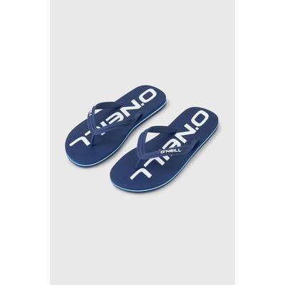 Zehentrenner O'NEILL "PROFILE LOGO SANDALS", Herren, Gr. 43, blau (english evening), Synthetik, Schuhe Zehentrenner, Sommerschuh, Sandale, Schlappen, mit Gummilaufsohle