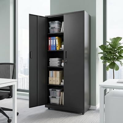 Lirago Rolling Metal Storage Cabinet 73 Inches Lockable File Cabinet with 4 Smooth Wheels