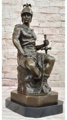 Bronzhaus Bronze Marble Sculpture Roman God Warrior Statue Signed Picault Figure Figurine