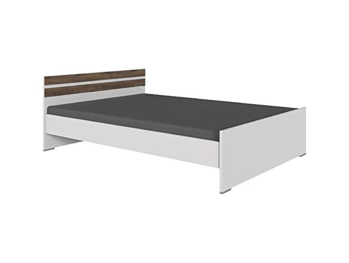 Lomadox Einzelbett Jugendzimmer, Teenagerzimmer, Bettgestell, Bett in weiß mit Eiche Nb., B/H/T: ca. 126/71/204 cm