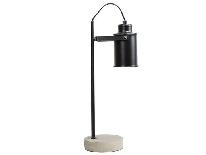 Beliani Industrielle Tischlampe geschwungener Lampenschirm Metall/Beton schwarz Mundaka