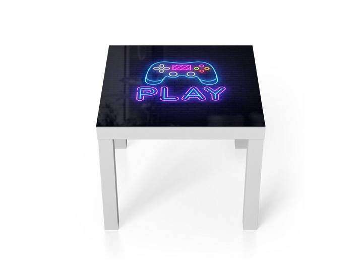 DEQORI Couchtisch 'Spielspaß im Neon', Glas Beistelltisch Glastisch modern