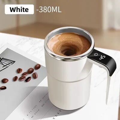 All Categories Goods USB Charging Digital Display Mug, Electric Coffee Self Mixing Mug, Waterproof Coffee Stirring Cup white