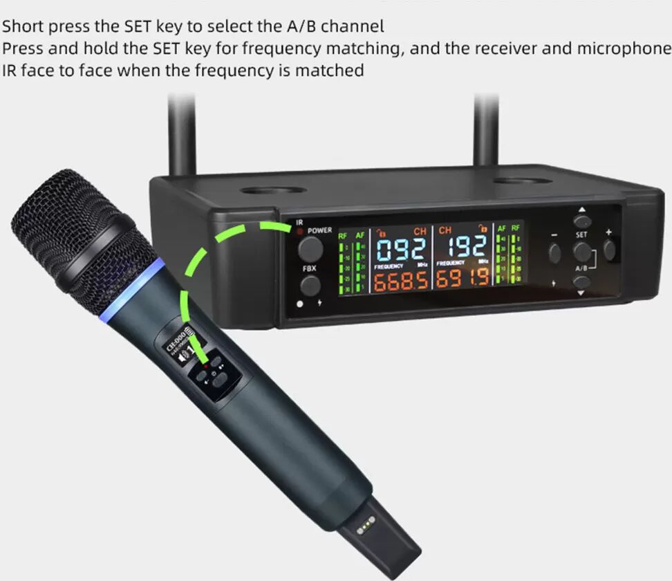 INF Système de microphone sans fil avec chargement et anti- Larsen