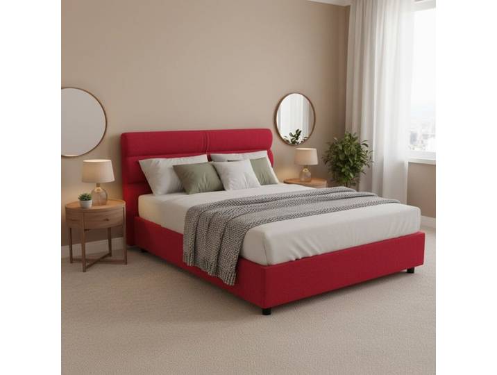 Lit double Briatico Dmora en tissu rouge