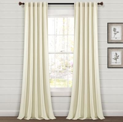 Lush Decor Farmhouse Vintage Stripe Yarn Dyed Cotton Back Tab/Rod Pocket Window Curtain Panels